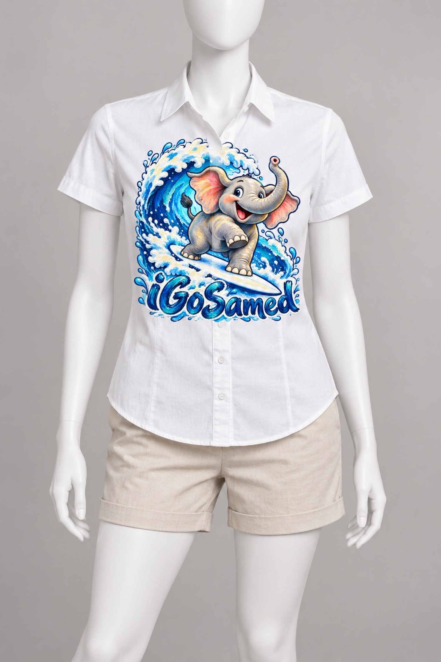 Surfing Elephant Shirt Women
